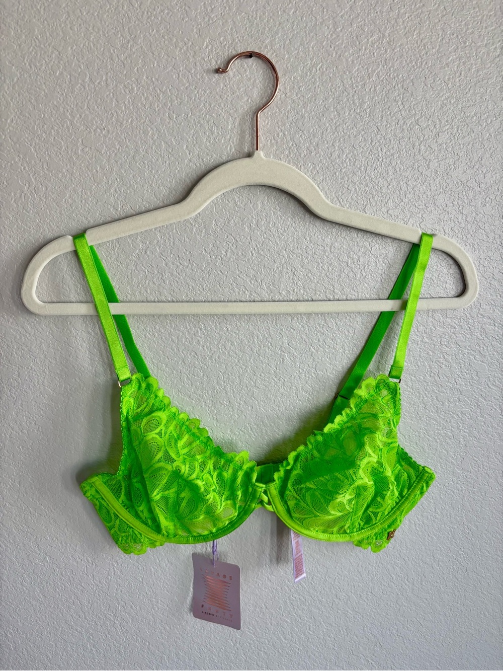 Savage X Fenty Neon Lime Lace Underwire Bra